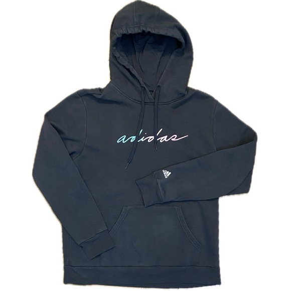 Woman’s Adidas Linear Script Hoodie Size Large - Picture 1 of 7